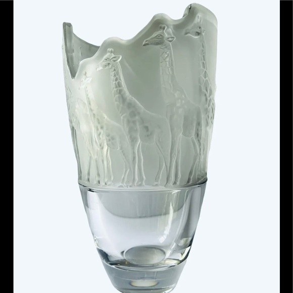 Natchmann Other - Vtg Natchmann Safari Series Giraffes On Parade Frosted Clear Large Crystal Vase
